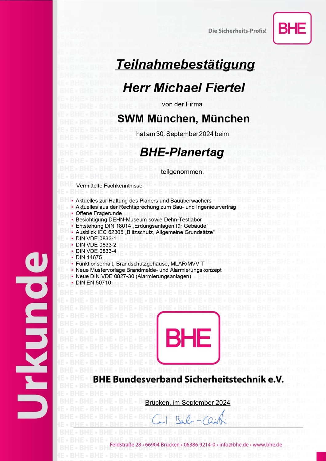 PBF – Sicherheitstechnologie – Zertifikat - Sicherheitstechnik Neufarn